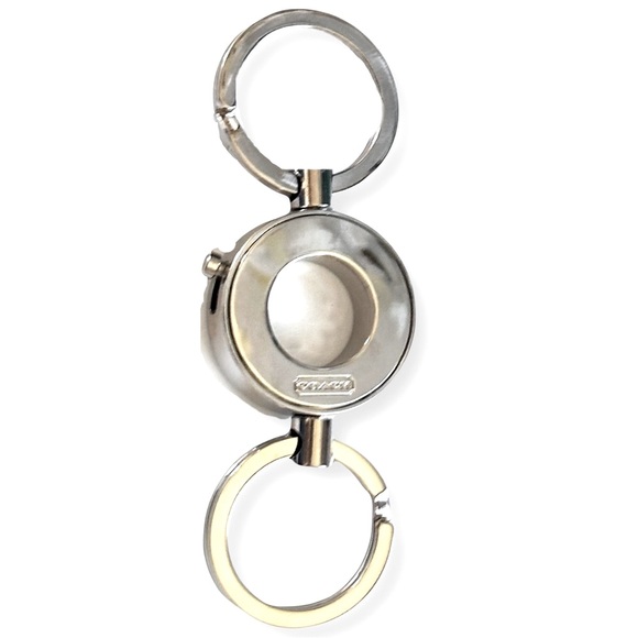 COACH classic polished silver unisex double key ring NEW - Picture 2 of 7